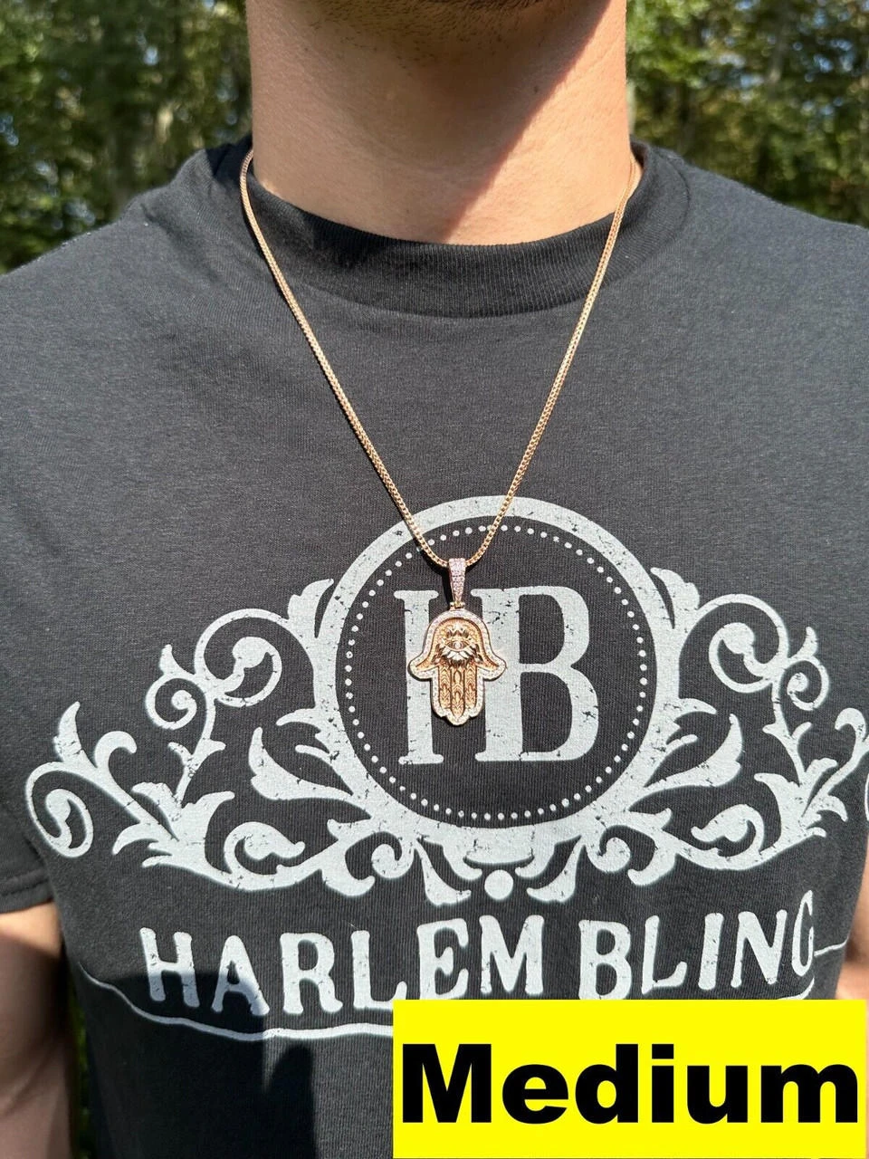 Real Rose Gold & 925 Sterling Silver Hamsa Evil Eye Hand Iced MOISSANITE Pendant 16 Real Rose Gold & 925 Sterling Silver Hamsa Evil Eye Hand Iced MOISSANITE Pendant - Image 14