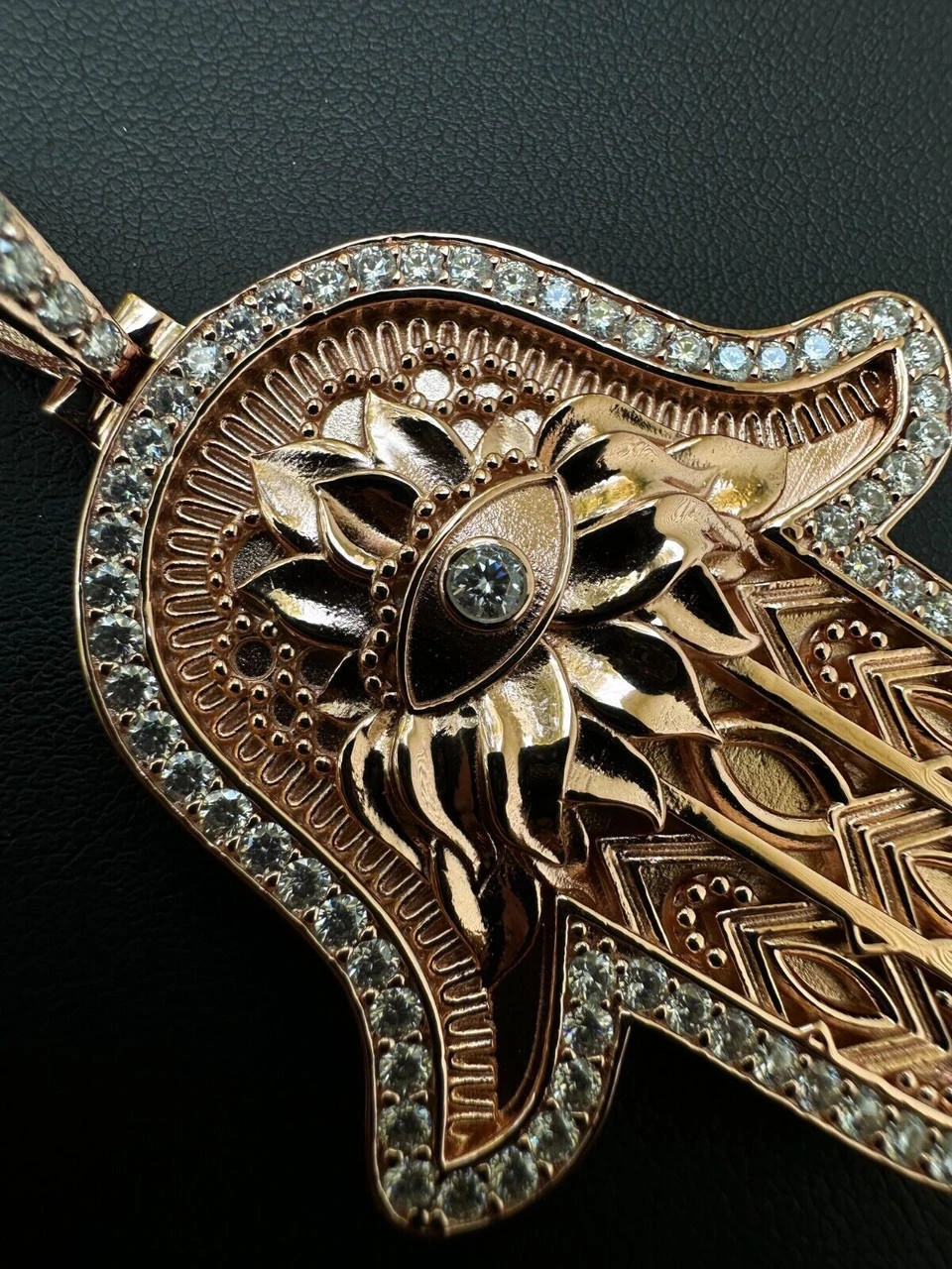 Real Rose Gold & 925 Sterling Silver Hamsa Evil Eye Hand Iced MOISSANITE Pendant 19 Real Rose Gold & 925 Sterling Silver Hamsa Evil Eye Hand Iced MOISSANITE Pendant - Image 17