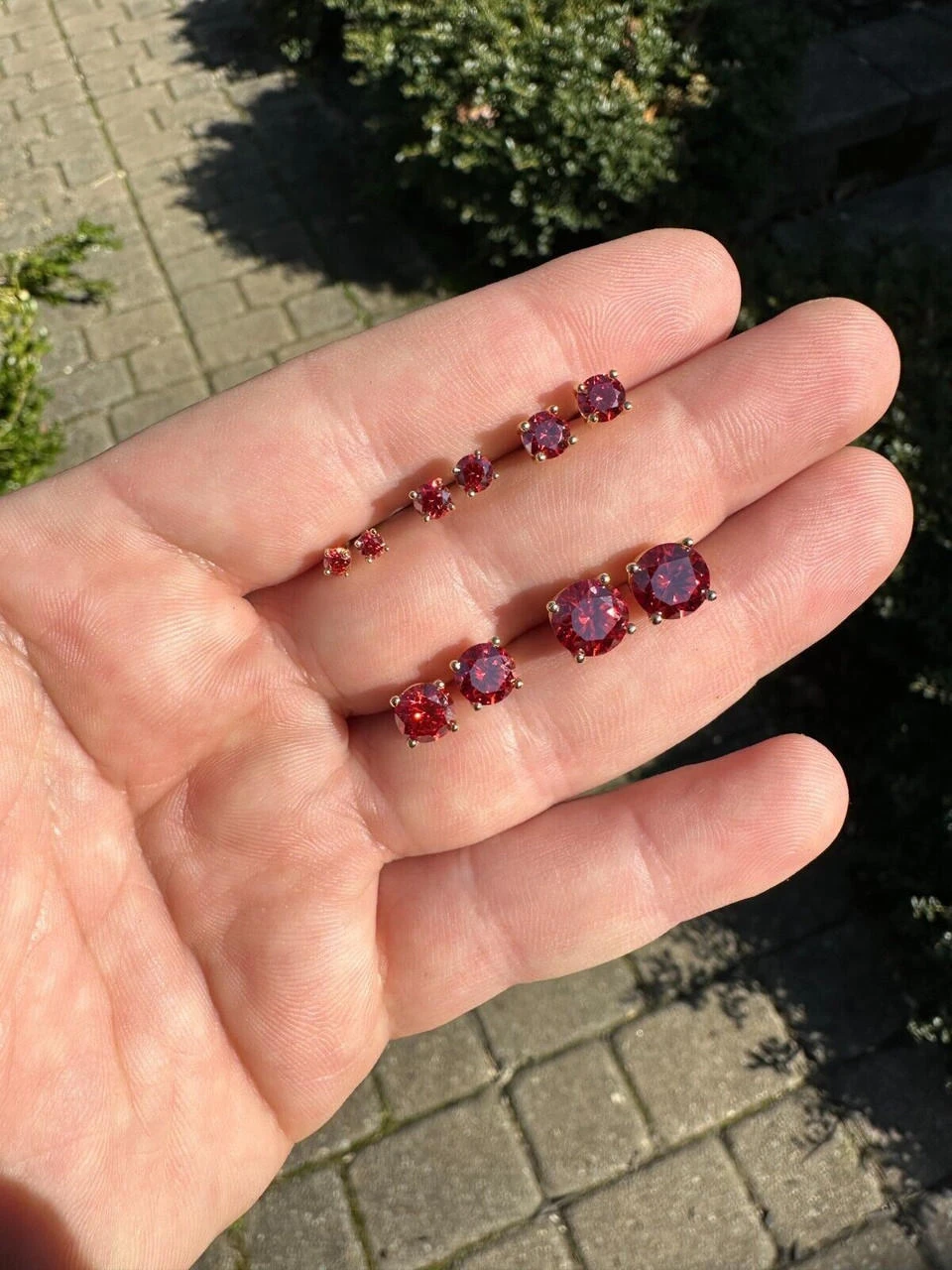 Real Ruby Red Moissanite Screwback Stud Earrings 14k Gold Over 925 Silver 3-8mm 7 Real Ruby Red Moissanite Screwback Stud Earrings 14k Gold Over 925 Silver 3-8mm - Image 5