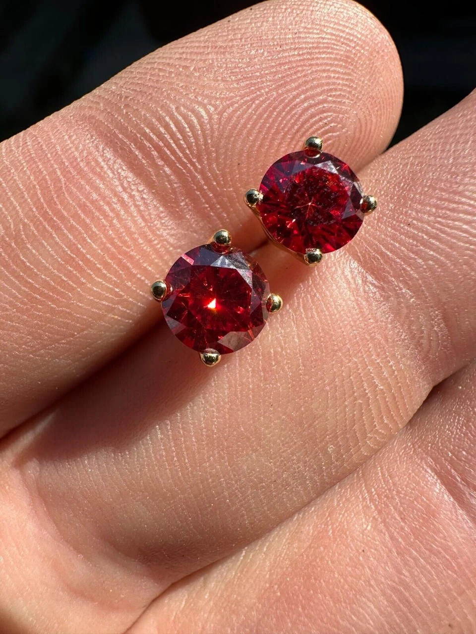 Real Ruby Red Moissanite Screwback Stud Earrings 14k Gold Over 925 Silver 3-8mm 22 Real Ruby Red Moissanite Screwback Stud Earrings 14k Gold Over 925 Silver 3-8mm - Image 20