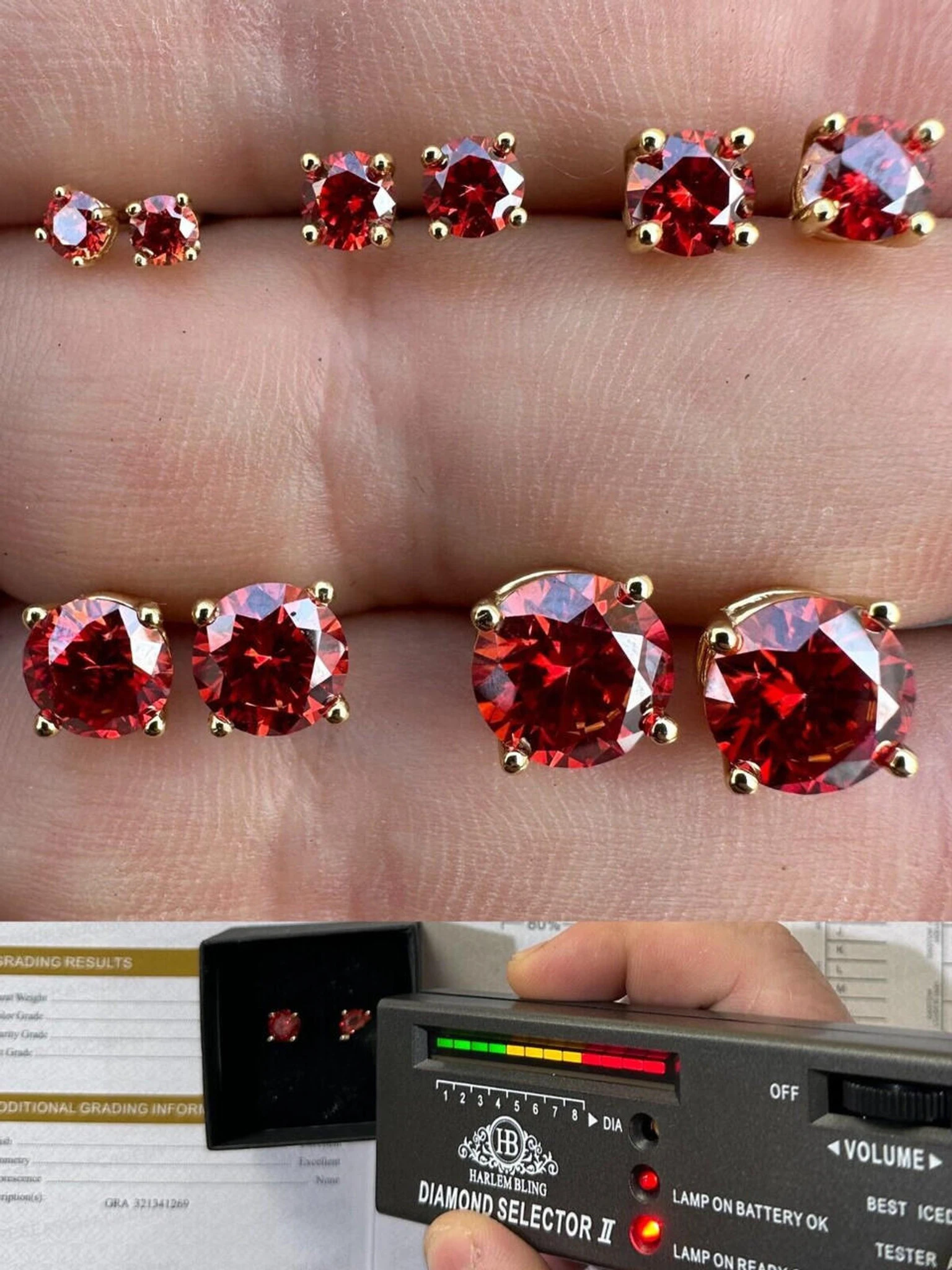Real Ruby Red Moissanite Screwback Stud Earrings 14k Gold Over 925 Silver 3-8mm 3 Real Ruby Red Moissanite Screwback Stud Earrings 14k Gold Over 925 Silver 3-8mm