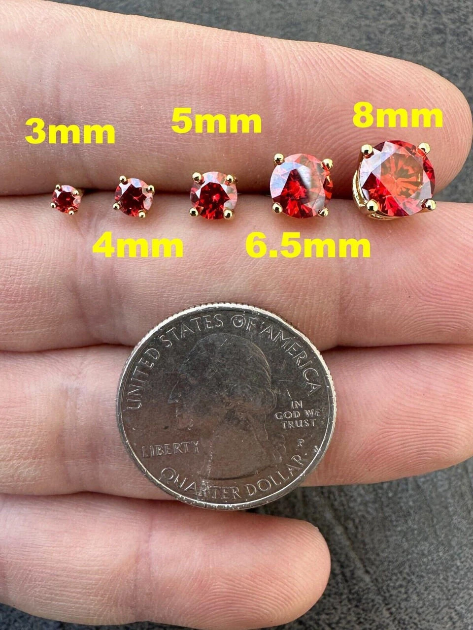 Real Ruby Red Moissanite Screwback Stud Earrings 14k Gold Over 925 Silver 3-8mm 9 Real Ruby Red Moissanite Screwback Stud Earrings 14k Gold Over 925 Silver 3-8mm - Image 7