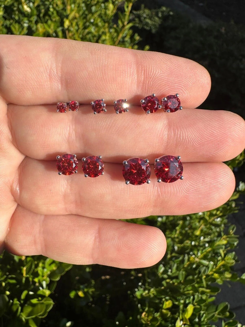 Real Ruby Red Moissanite Screwback Stud Earrings 925 Silver 3-8mm Iced Pass Test 4 Real Ruby Red Moissanite Screwback Stud Earrings 925 Silver 3-8mm Iced Pass Test - Image 2