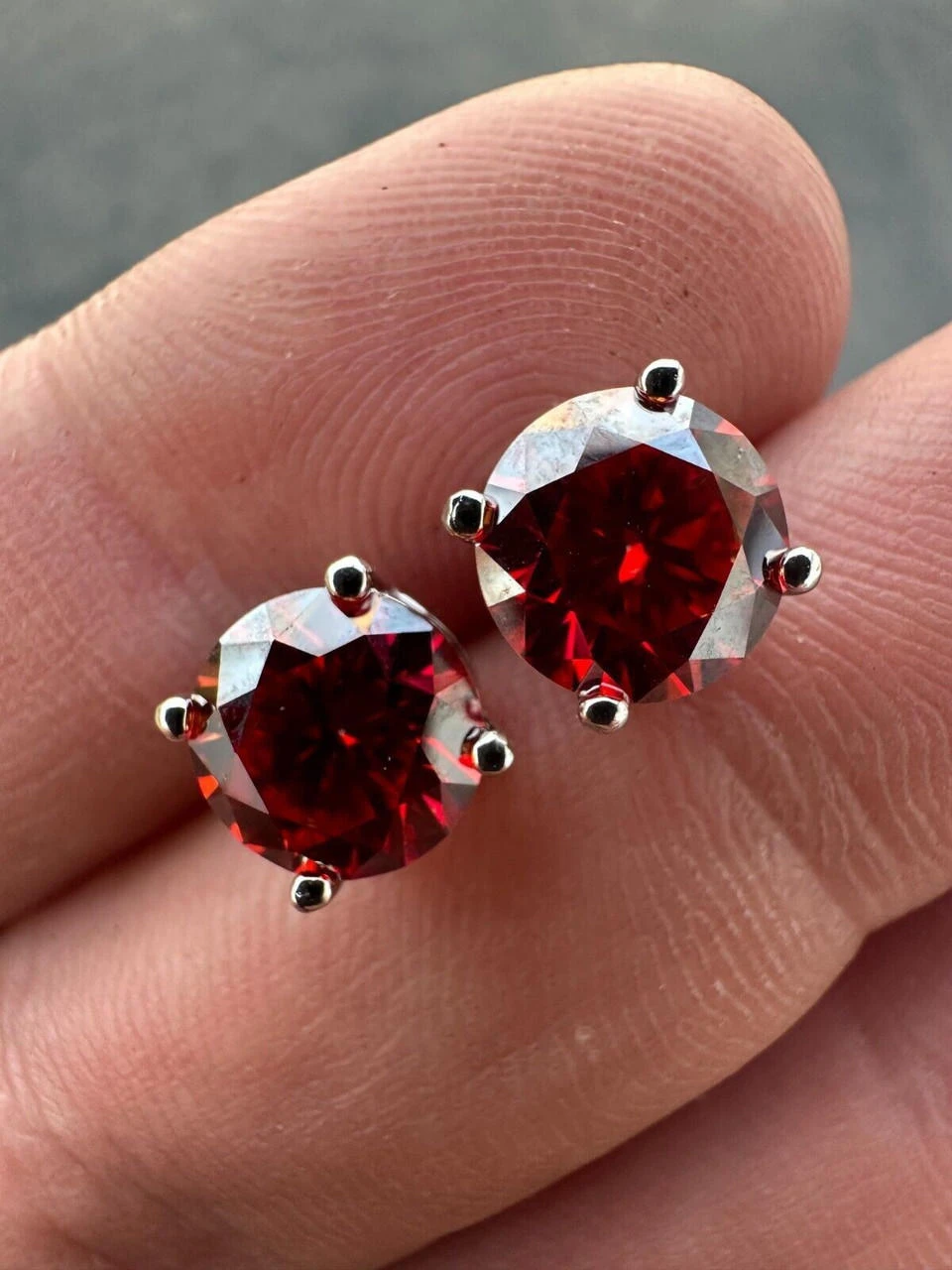 Real Ruby Red Moissanite Screwback Stud Earrings 925 Silver 3-8mm Iced Pass Test 7 Real Ruby Red Moissanite Screwback Stud Earrings 925 Silver 3-8mm Iced Pass Test - Image 5