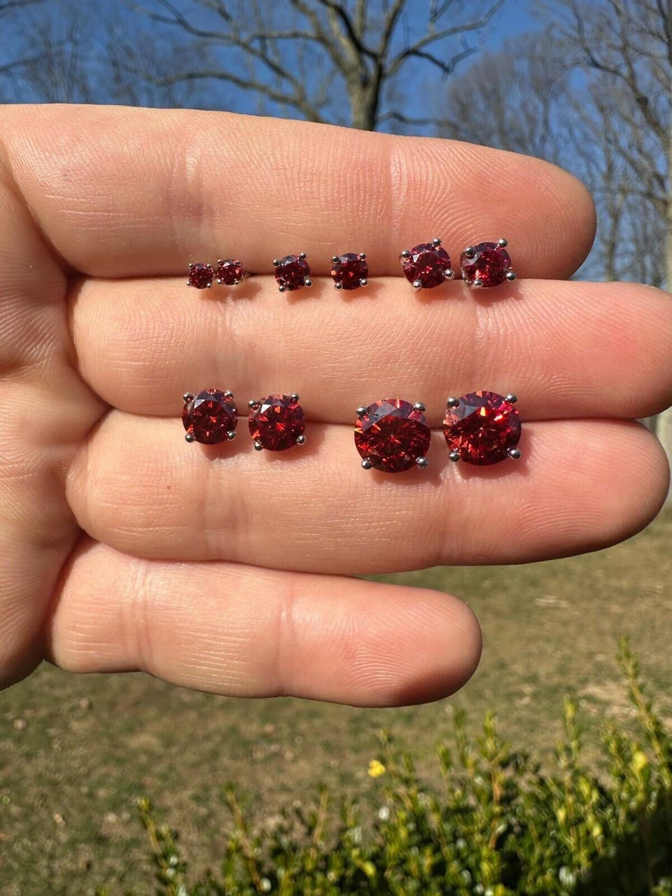 Real Ruby Red Moissanite Screwback Stud Earrings 925 Silver 3-8mm Iced Pass Test 20 Real Ruby Red Moissanite Screwback Stud Earrings 925 Silver 3-8mm Iced Pass Test - Image 18