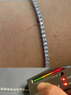 Real Silver 2mm Tennis Bracelet MOISSANITE Pass Diamond Tester Mens Ladies Iced