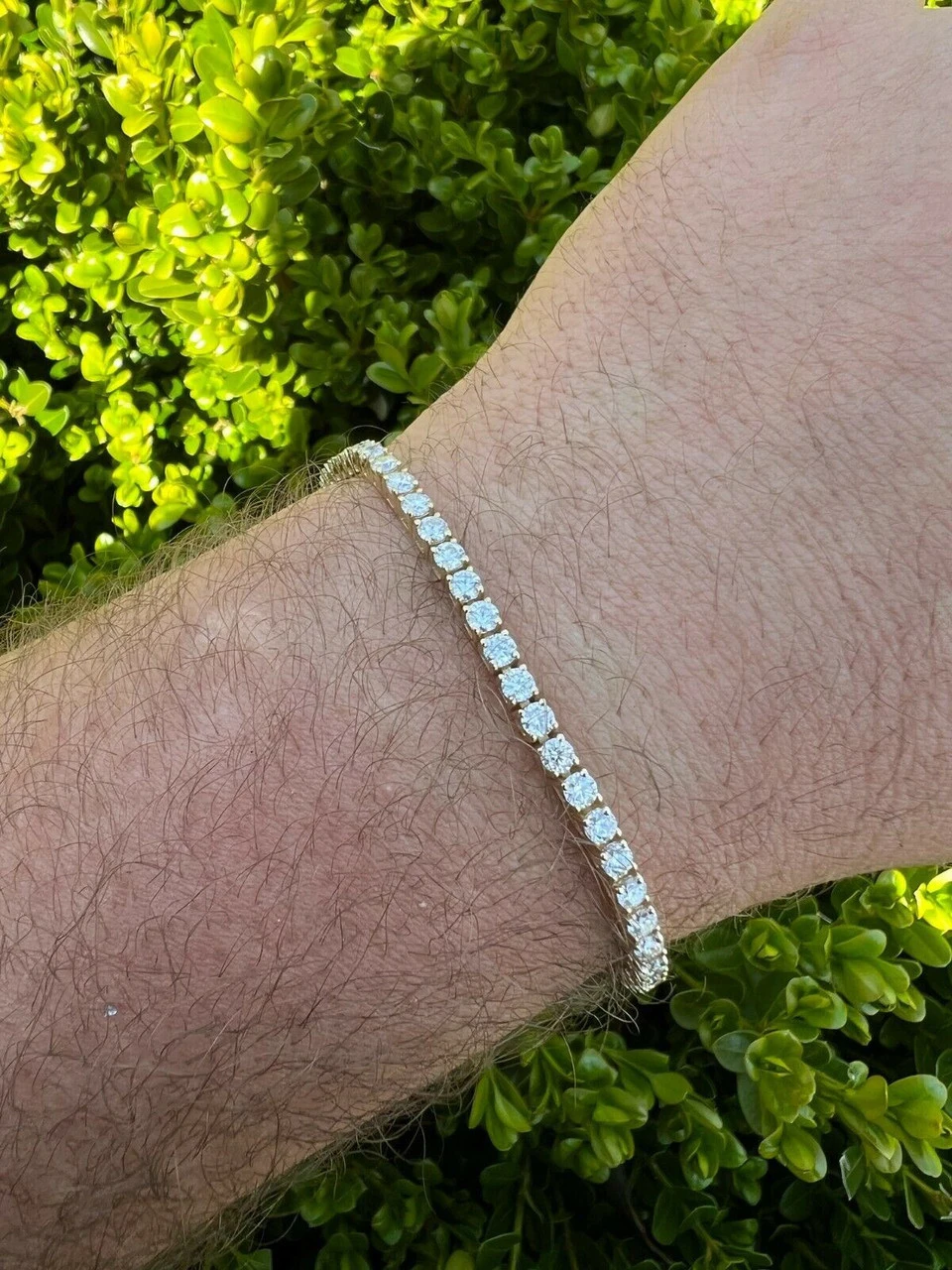 Real Solid 10k Gold 3mm Moissanite Tennis Chain Bracelet - Passes Diamond Tester 11 Real Solid 10k Gold 3mm Moissanite Tennis Chain Bracelet - Passes Diamond Tester - Image 9