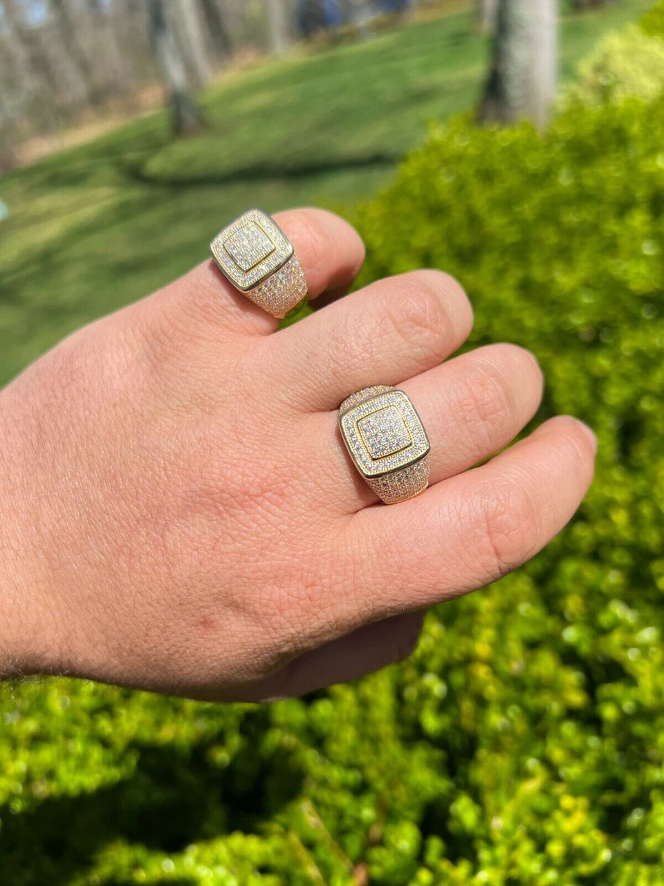 Real Solid 10k Gold Men's Hip Hop Iced Moissanite Ring - Passes Diamond Tester 4 Real Solid 10k Gold Men's Hip Hop Iced Moissanite Ring - Passes Diamond Tester - Image 2