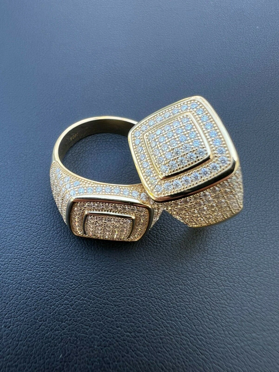 Real Solid 10k Gold Men's Hip Hop Iced Moissanite Ring - Passes Diamond Tester 12 Real Solid 10k Gold Men's Hip Hop Iced Moissanite Ring - Passes Diamond Tester - Image 10