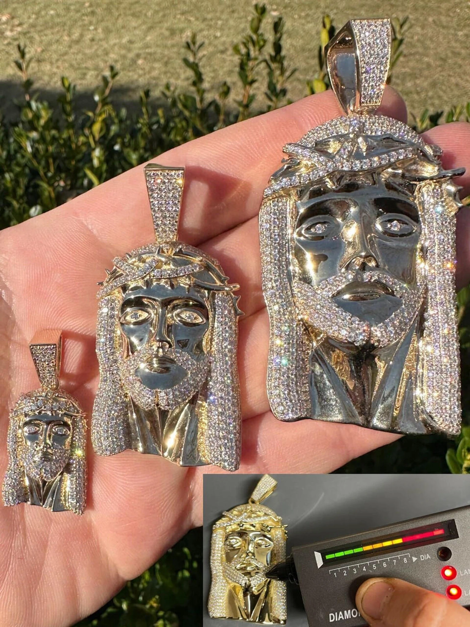 Real Solid 10k Yellow Gold Moissanite Jesus Piece Pendant Iced Hip Hop Necklace 3 Real Solid 10k Yellow Gold Moissanite Jesus Piece Pendant Iced Hip Hop Necklace