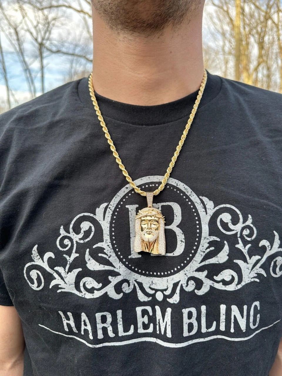 Real Solid 10k Yellow Gold Moissanite Jesus Piece Pendant Iced Hip Hop Necklace 6 Real Solid 10k Yellow Gold Moissanite Jesus Piece Pendant Iced Hip Hop Necklace - Image 4