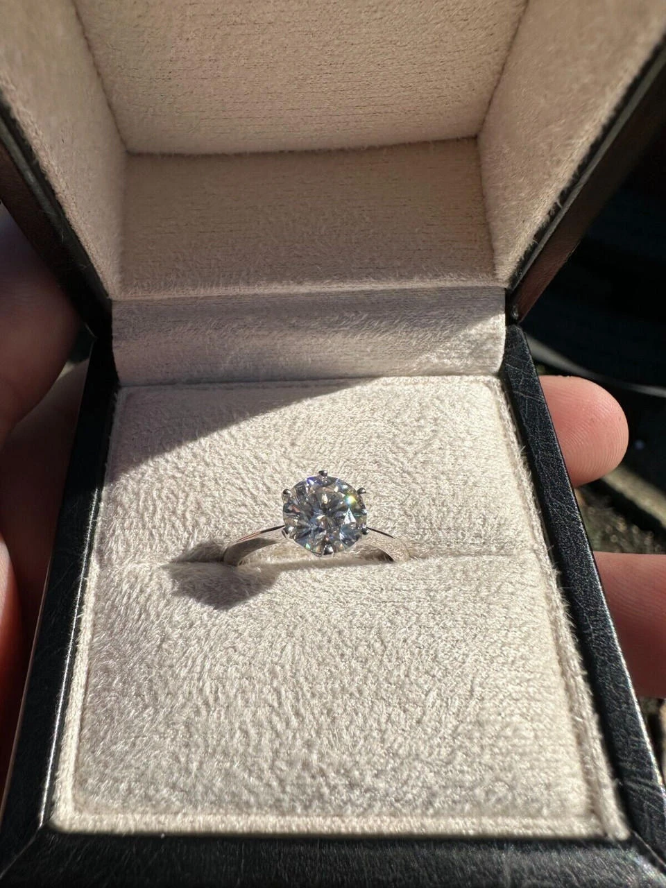 Real SolId 14k White Gold 2ct 8mm VVS D Moissanite Engagement Solitaire Ring 4 Real SolId 14k White Gold 2ct 8mm VVS D Moissanite Engagement Solitaire Ring - Image 2