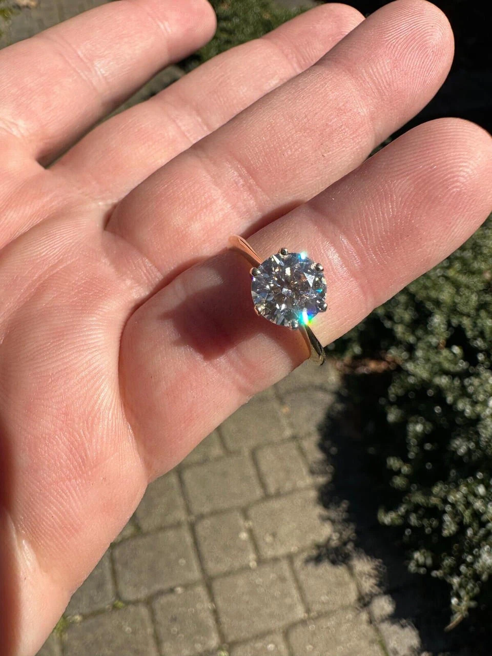 Real Solid 14k Yellow Gold 2ct 8mm VVS D Moissanite Engagement Solitaire Ring 11 Real Solid 14k Yellow Gold 2ct 8mm VVS D Moissanite Engagement Solitaire Ring - Image 9