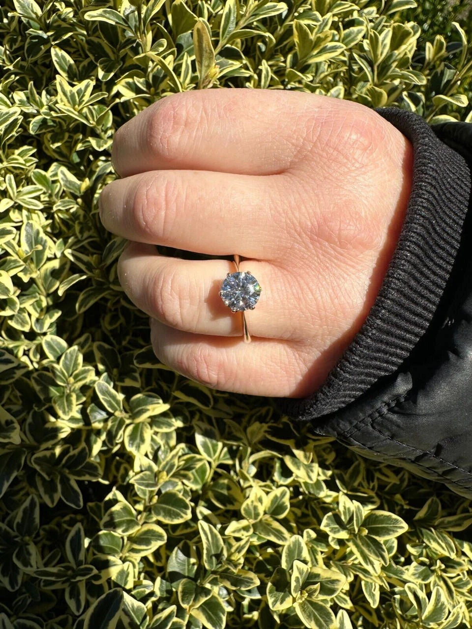 Real Solid 14k Yellow Gold 2ct 8mm VVS D Moissanite Engagement Solitaire Ring 4 Real Solid 14k Yellow Gold 2ct 8mm VVS D Moissanite Engagement Solitaire Ring - Image 2