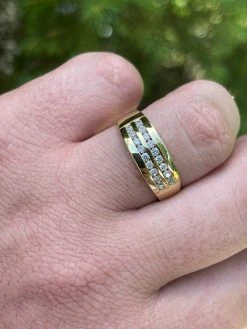 Real Solid 925 Silver 14k Gold Vermeil Diamond Ring Iced Pinky Or Wedding Band -Harlem Bling Shop harlembling real solid 925 silver 14k gold vermeil diamond ring iced pinky or wedding band 01294.1664388011