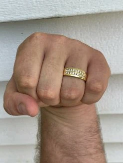 Real Solid 925 Silver 14k Gold Vermeil Diamond Ring Iced Pinky Or Wedding Band -Harlem Bling Shop harlembling real solid 925 silver 14k gold vermeil diamond ring iced pinky or wedding band 59374.1664383333