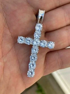 Real Solid 925 Silver 6mm Single Row Tennis Chain W. Cross Icy Bust Down HEAVY 22 Real Solid 925 Silver 6mm Single Row Tennis Chain W. Cross Icy Bust Down HEAVY -Harlem Bling Shop harlembling real solid 925 silver 6mm single row tennis chain w cross icy bust down heavy 04401.1665669427