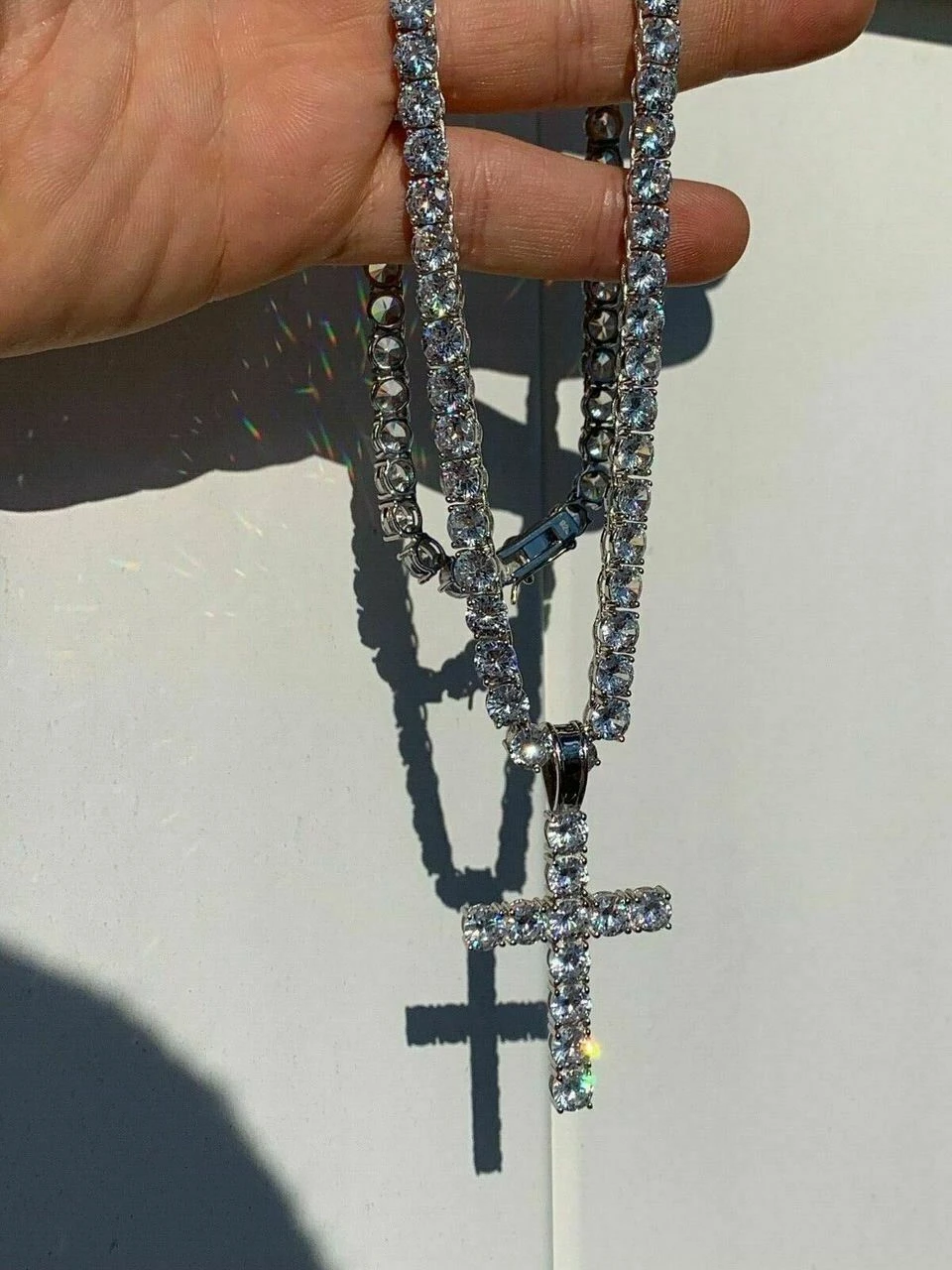 Real Solid 925 Silver 6mm Single Row Tennis Chain W. Cross Icy Bust Down HEAVY 13 Real Solid 925 Silver 6mm Single Row Tennis Chain W. Cross Icy Bust Down HEAVY - Image 11