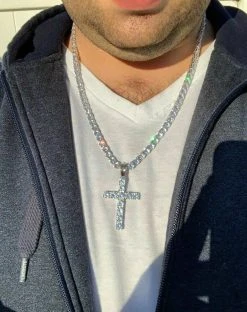 Real Solid 925 Silver 6mm Single Row Tennis Chain W. Cross Icy Bust Down HEAVY 21 Real Solid 925 Silver 6mm Single Row Tennis Chain W. Cross Icy Bust Down HEAVY -Harlem Bling Shop harlembling real solid 925 silver 6mm single row tennis chain w cross icy bust down heavy 61279.1664391261