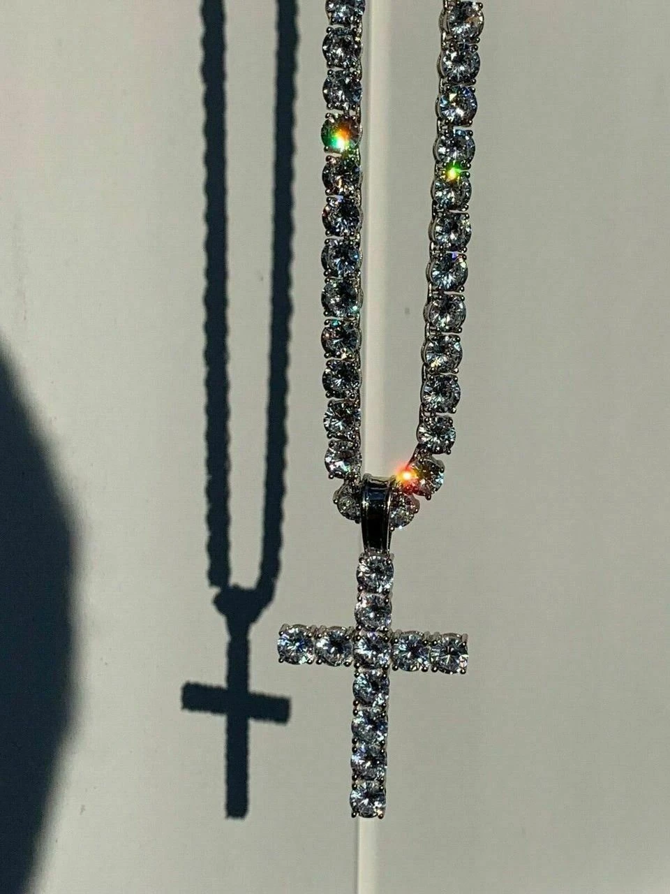 Real Solid 925 Silver 6mm Single Row Tennis Chain W. Cross Icy Bust Down HEAVY 14 Real Solid 925 Silver 6mm Single Row Tennis Chain W. Cross Icy Bust Down HEAVY - Image 12