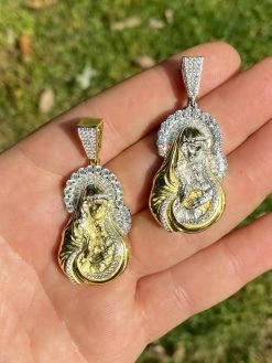 Real Solid 925 Silver & 14k Gold Virgin Mary Iced Diamond Pendant Mens Hip Hop 16 Real Solid 925 Silver & 14k Gold Virgin Mary Iced Diamond Pendant Mens Hip Hop -Harlem Bling Shop harlembling real solid 925 silver and 14k gold virgin mary iced diamond pendant mens hip hop 00093.1664390055
