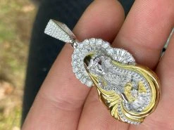 Real Solid 925 Silver & 14k Gold Virgin Mary Iced Diamond Pendant Mens Hip Hop 23 Real Solid 925 Silver & 14k Gold Virgin Mary Iced Diamond Pendant Mens Hip Hop -Harlem Bling Shop harlembling real solid 925 silver and 14k gold virgin mary iced diamond pendant mens hip hop 19965.1664392664