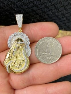 Real Solid 925 Silver & 14k Gold Virgin Mary Iced Diamond Pendant Mens Hip Hop 22 Real Solid 925 Silver & 14k Gold Virgin Mary Iced Diamond Pendant Mens Hip Hop -Harlem Bling Shop harlembling real solid 925 silver and 14k gold virgin mary iced diamond pendant mens hip hop 22752.1664399247