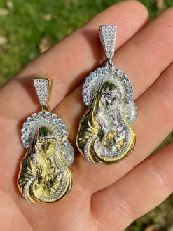 Real Solid 925 Silver & 14k Gold Virgin Mary Iced Diamond Pendant Mens Hip Hop 21 Real Solid 925 Silver & 14k Gold Virgin Mary Iced Diamond Pendant Mens Hip Hop -Harlem Bling Shop harlembling real solid 925 silver and 14k gold virgin mary iced diamond pendant mens hip hop 41498.1664381413