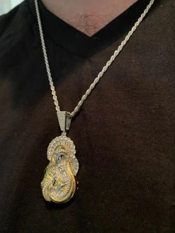 Real Solid 925 Silver & 14k Gold Virgin Mary Iced Diamond Pendant Mens Hip Hop 24 Real Solid 925 Silver & 14k Gold Virgin Mary Iced Diamond Pendant Mens Hip Hop -Harlem Bling Shop harlembling real solid 925 silver and 14k gold virgin mary iced diamond pendant mens hip hop 73130.1664391030