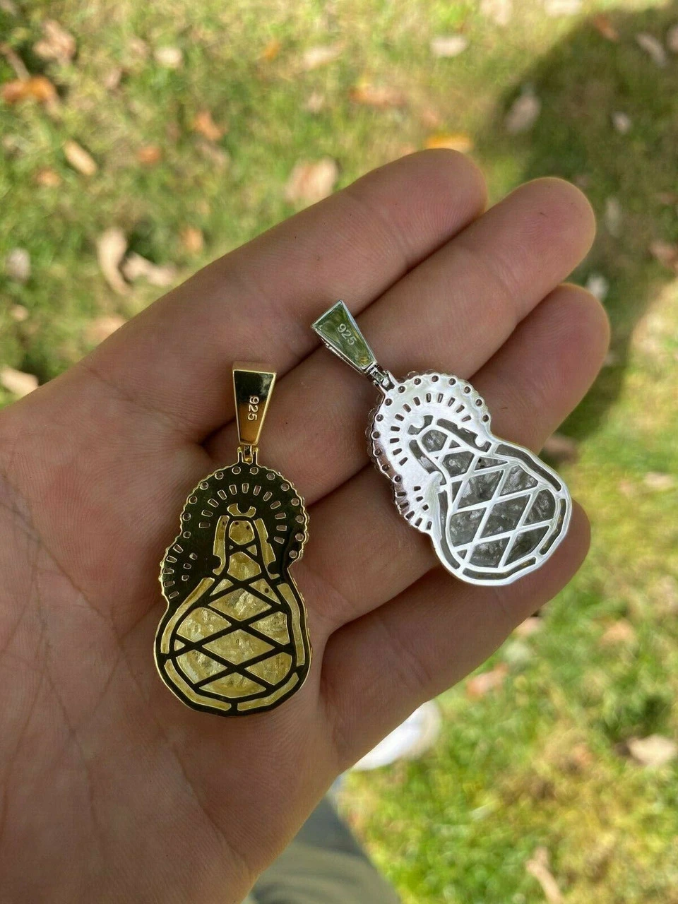 Real Solid 925 Silver & 14k Gold Virgin Mary Iced Diamond Pendant Mens Hip Hop 9 Real Solid 925 Silver & 14k Gold Virgin Mary Iced Diamond Pendant Mens Hip Hop - Image 7