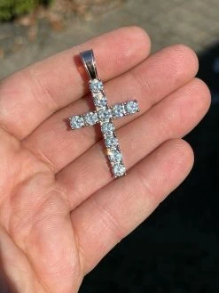Real Solid 925 Silver & 14k Rose Gold Tennis Cross Pendant Diamond Iced Necklace 24 Real Solid 925 Silver & 14k Rose Gold Tennis Cross Pendant Diamond Iced Necklace -Harlem Bling Shop harlembling real solid 925 silver and 14k rose gold tennis cross pendant diamond iced necklace 19787.1664383951