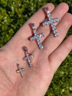 Real Solid 925 Silver & 14k Rose Gold Tennis Cross Pendant Diamond Iced Necklace 22 Real Solid 925 Silver & 14k Rose Gold Tennis Cross Pendant Diamond Iced Necklace -Harlem Bling Shop harlembling real solid 925 silver and 14k rose gold tennis cross pendant diamond iced necklace 20266.1664389843
