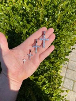 Real Solid 925 Silver & 14k Rose Gold Tennis Cross Pendant Diamond Iced Necklace 16 Real Solid 925 Silver & 14k Rose Gold Tennis Cross Pendant Diamond Iced Necklace -Harlem Bling Shop harlembling real solid 925 silver and 14k rose gold tennis cross pendant diamond iced necklace 27470.1664390699