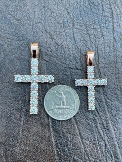 Real Solid 925 Silver & 14k Rose Gold Tennis Cross Pendant Diamond Iced Necklace 20 Real Solid 925 Silver & 14k Rose Gold Tennis Cross Pendant Diamond Iced Necklace -Harlem Bling Shop harlembling real solid 925 silver and 14k rose gold tennis cross pendant diamond iced necklace 40919.1664394135