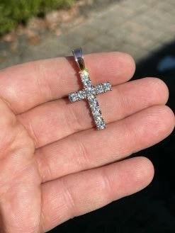 Real Solid 925 Silver & 14k Rose Gold Tennis Cross Pendant Diamond Iced Necklace 23 Real Solid 925 Silver & 14k Rose Gold Tennis Cross Pendant Diamond Iced Necklace -Harlem Bling Shop harlembling real solid 925 silver and 14k rose gold tennis cross pendant diamond iced necklace 78886.1664391245