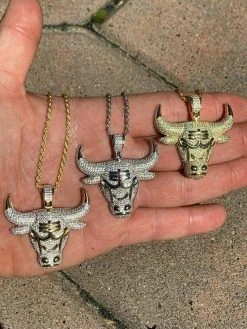 Real Solid 925 Silver Chicago Bulls Iced Pendant Chain 1.5x1.5" Icy Jordan Piece