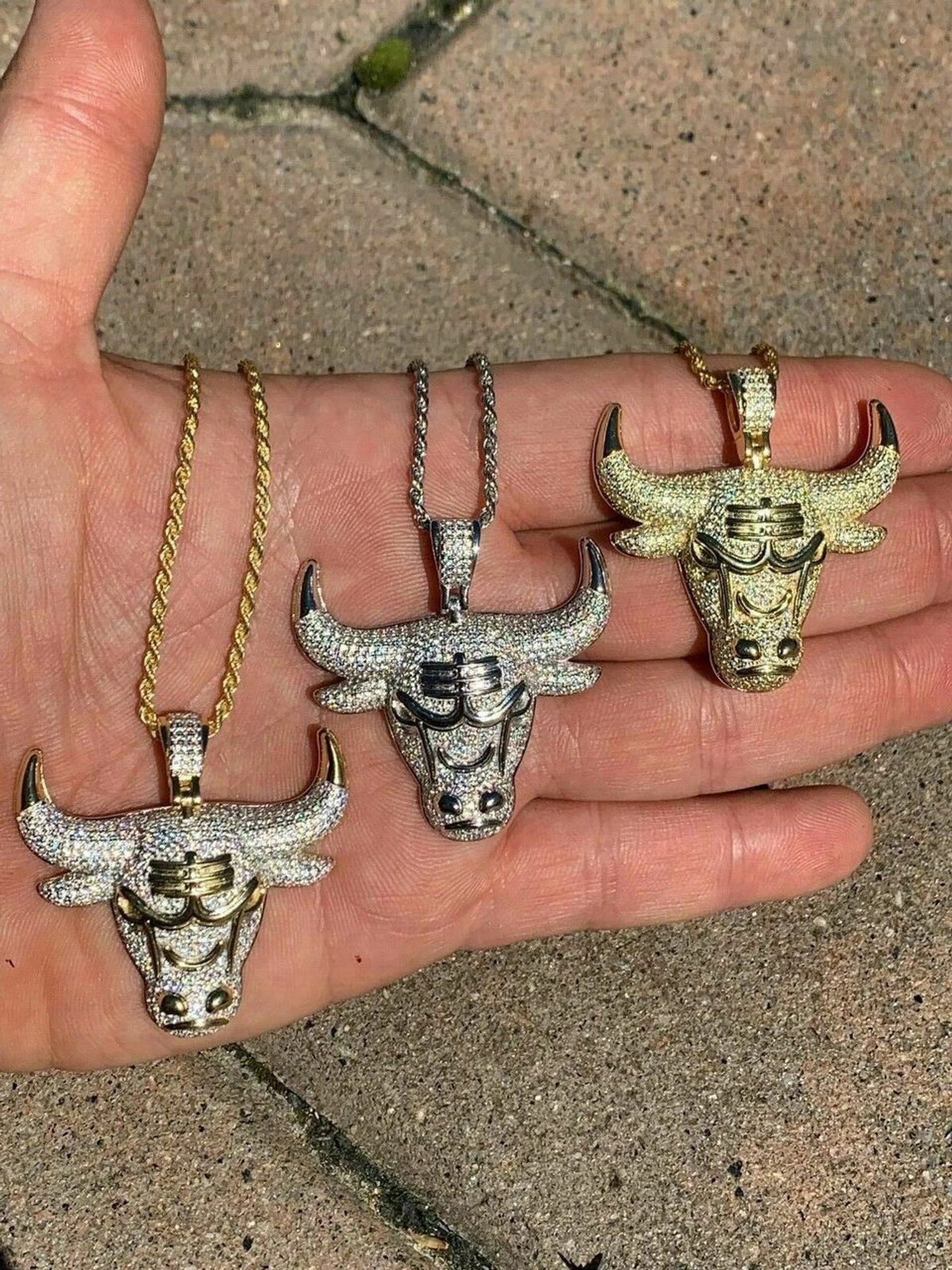 Real Solid 925 Silver Chicago Bulls Iced Pendant Chain 1.5x1.5" Icy Jordan Piece 3 Real Solid 925 Silver Chicago Bulls Iced Pendant Chain 1.5x1.5" Icy Jordan Piece