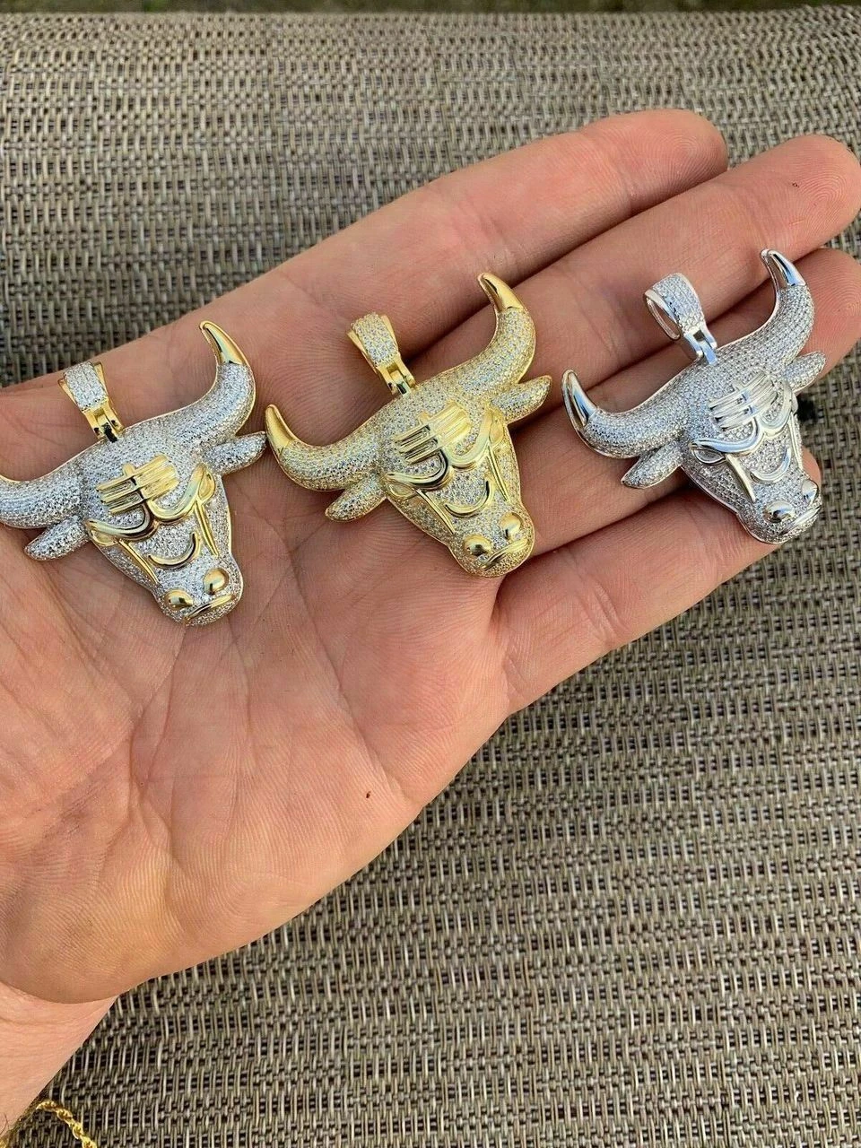 Real Solid 925 Silver Chicago Bulls Iced Pendant Chain 1.5x1.5" Icy Jordan Piece 4 Real Solid 925 Silver Chicago Bulls Iced Pendant Chain 1.5x1.5" Icy Jordan Piece - Image 2