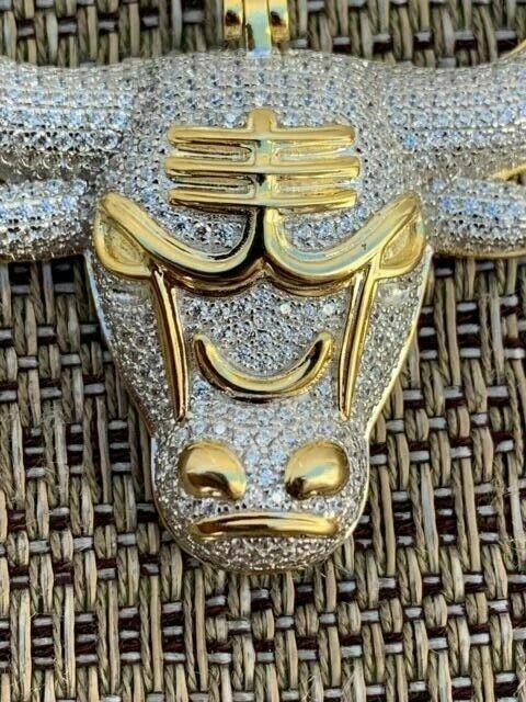 Real Solid 925 Silver Chicago Bulls Iced Pendant Chain 1.5x1.5" Icy Jordan Piece 5 Real Solid 925 Silver Chicago Bulls Iced Pendant Chain 1.5x1.5" Icy Jordan Piece - Image 3