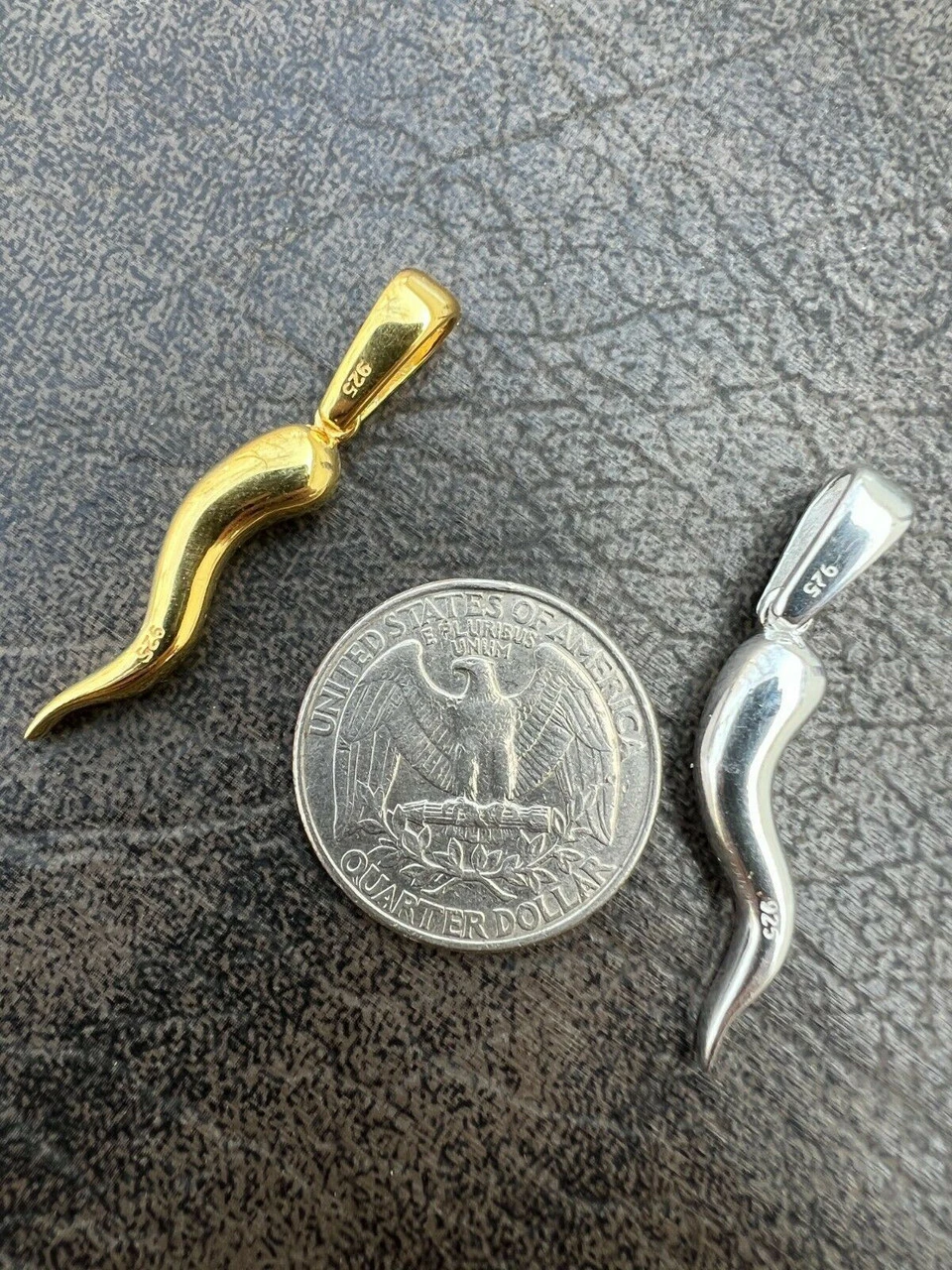 Real Solid 925 Silver / Gold Italian Cornicello Horn Pepper Pendant Necklace 8 Real Solid 925 Silver / Gold Italian Cornicello Horn Pepper Pendant Necklace - Image 7