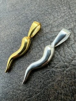 Real Solid 925 Silver / Gold Italian Cornicello Horn Pepper Pendant Necklace 16 Real Solid 925 Silver / Gold Italian Cornicello Horn Pepper Pendant Necklace -Harlem Bling Shop harlembling real solid 925 silver gold italian cornicello horn pepper pendant necklace 16661.1664362031