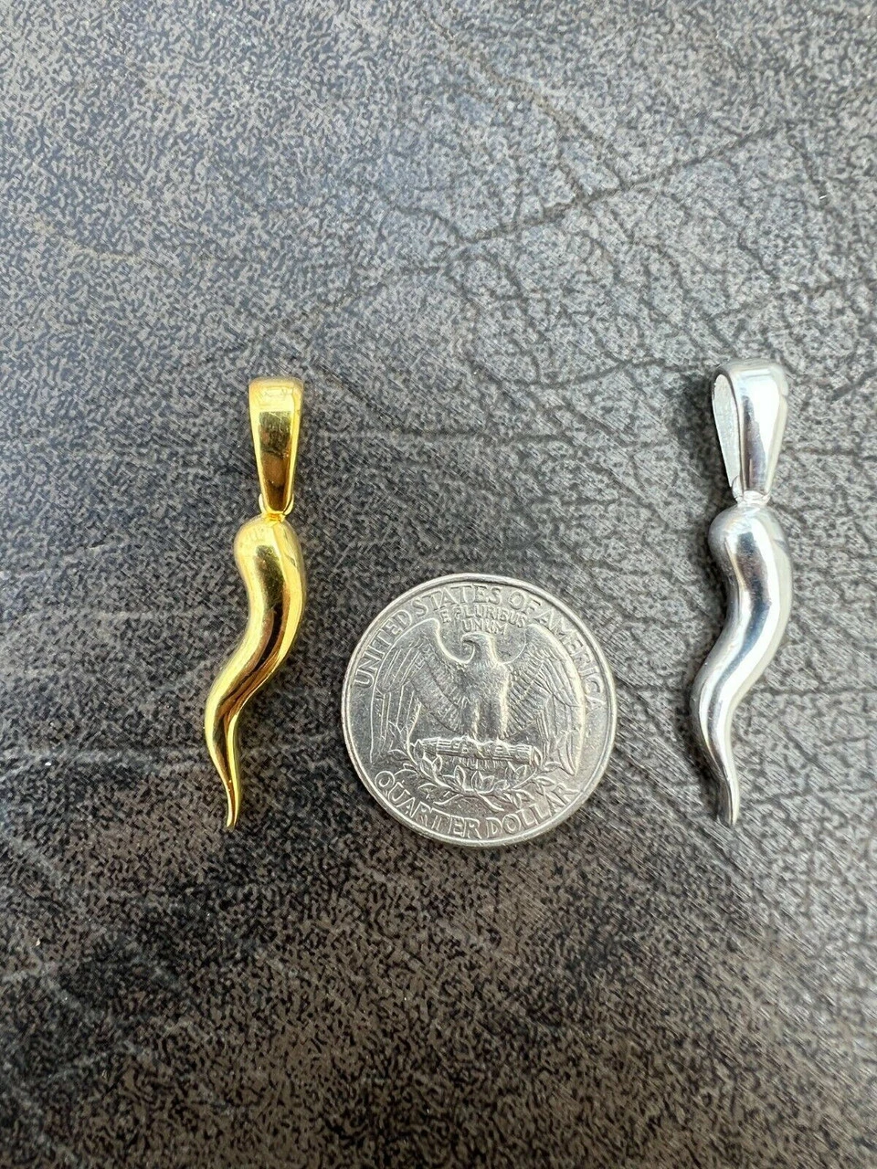 Real Solid 925 Silver / Gold Italian Cornicello Horn Pepper Pendant Necklace 7 Real Solid 925 Silver / Gold Italian Cornicello Horn Pepper Pendant Necklace - Image 6