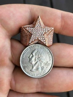 REAL Solid 925 Silver Hip Hop 3D Super STAR Diamond Pinky RING Rose Gold ICY 17 REAL Solid 925 Silver Hip Hop 3D Super STAR Diamond Pinky RING Rose Gold ICY -Harlem Bling Shop harlembling real solid 925 silver hip hop 3d super star diamond pinky ring rose gold icy 02711.1664381732