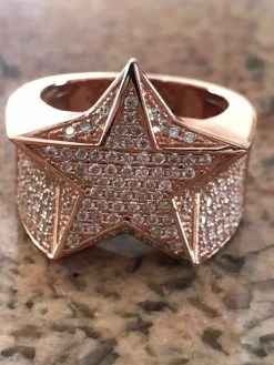 REAL Solid 925 Silver Hip Hop 3D Super STAR Diamond Pinky RING Rose Gold ICY 16 REAL Solid 925 Silver Hip Hop 3D Super STAR Diamond Pinky RING Rose Gold ICY -Harlem Bling Shop harlembling real solid 925 silver hip hop 3d super star diamond pinky ring rose gold icy 13675.1664394021