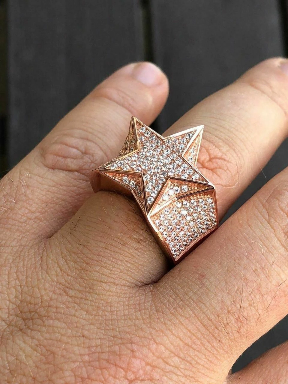 REAL Solid 925 Silver Hip Hop 3D Super STAR Diamond Pinky RING Rose Gold ICY 8 REAL Solid 925 Silver Hip Hop 3D Super STAR Diamond Pinky RING Rose Gold ICY - Image 6