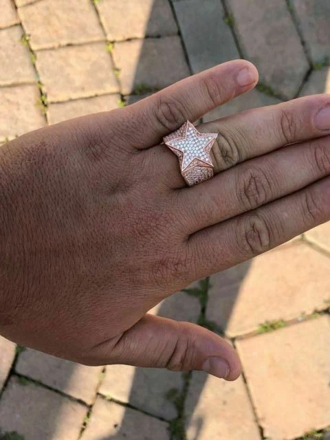 REAL Solid 925 Silver Hip Hop 3D Super STAR Diamond Pinky RING Rose Gold ICY 12 REAL Solid 925 Silver Hip Hop 3D Super STAR Diamond Pinky RING Rose Gold ICY - Image 10