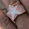 REAL Solid 925 Silver Hip Hop 3D Super STAR Diamond Pinky RING Rose Gold ICY -Harlem Bling Shop harlembling real solid 925 silver hip hop 3d super star diamond pinky ring rose gold icy 75364.1664374690