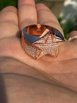 REAL Solid 925 Silver Hip Hop 3D Super STAR Diamond Pinky RING Rose Gold ICY 19 REAL Solid 925 Silver Hip Hop 3D Super STAR Diamond Pinky RING Rose Gold ICY -Harlem Bling Shop harlembling real solid 925 silver hip hop 3d super star diamond pinky ring rose gold icy 77173.1664398721