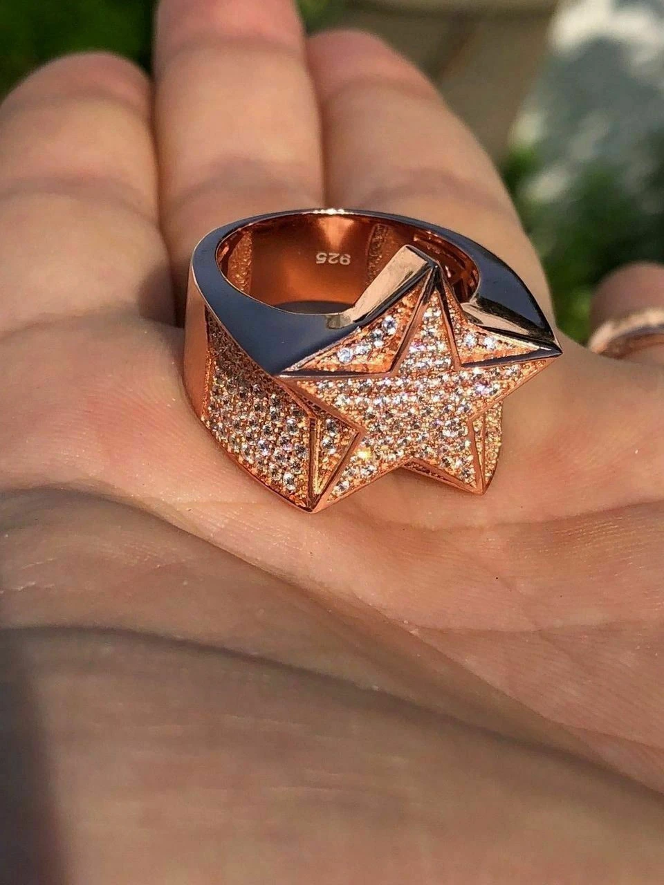 REAL Solid 925 Silver Hip Hop 3D Super STAR Diamond Pinky RING Rose Gold ICY 9 REAL Solid 925 Silver Hip Hop 3D Super STAR Diamond Pinky RING Rose Gold ICY - Image 7