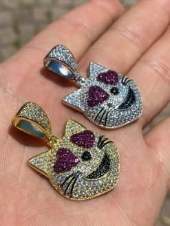 Real Solid 925 Silver Hip Hop Cat Heart Love Emoji Pendant Necklace Iced Gold -Harlem Bling Shop harlembling real solid 925 silver hip hop cat heart love emoji pendant necklace iced gold 30455.1664389322